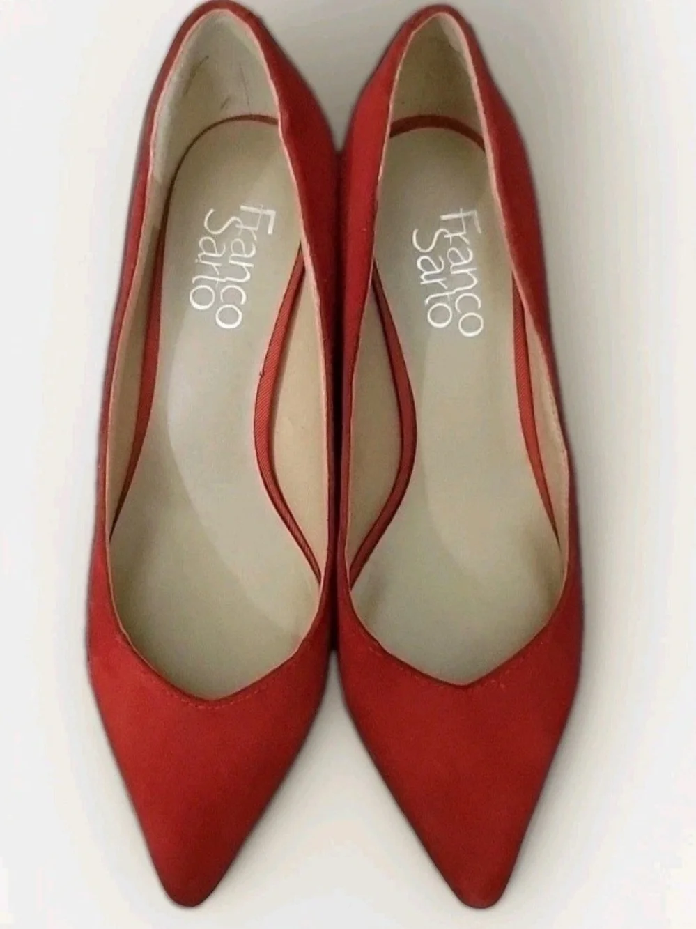 Franco Sarto Red Suede Pointed-Toe Pumps